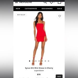 Syrus Slit Mini Dress in Cherry
